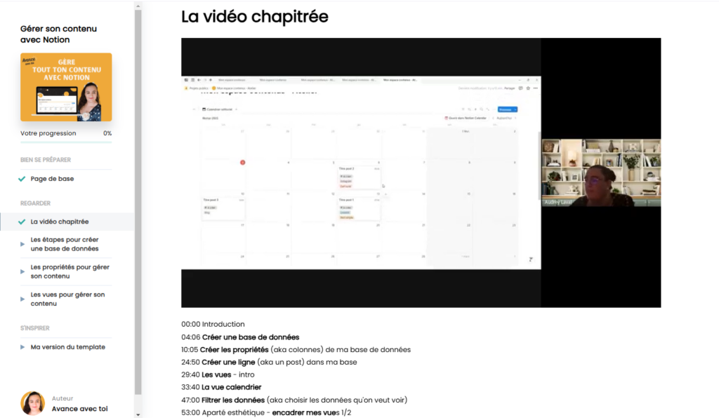 Cours en ligne gérer son contenu avec une base de données Notion